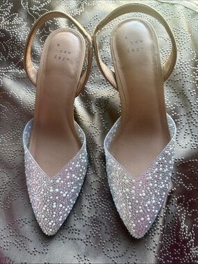 a new day Pearl & Rhinestone Ivory Slingback Mules
